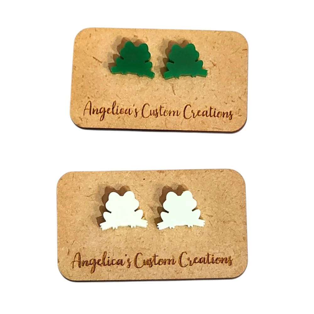 Croaking Cuties Studs - Green & White